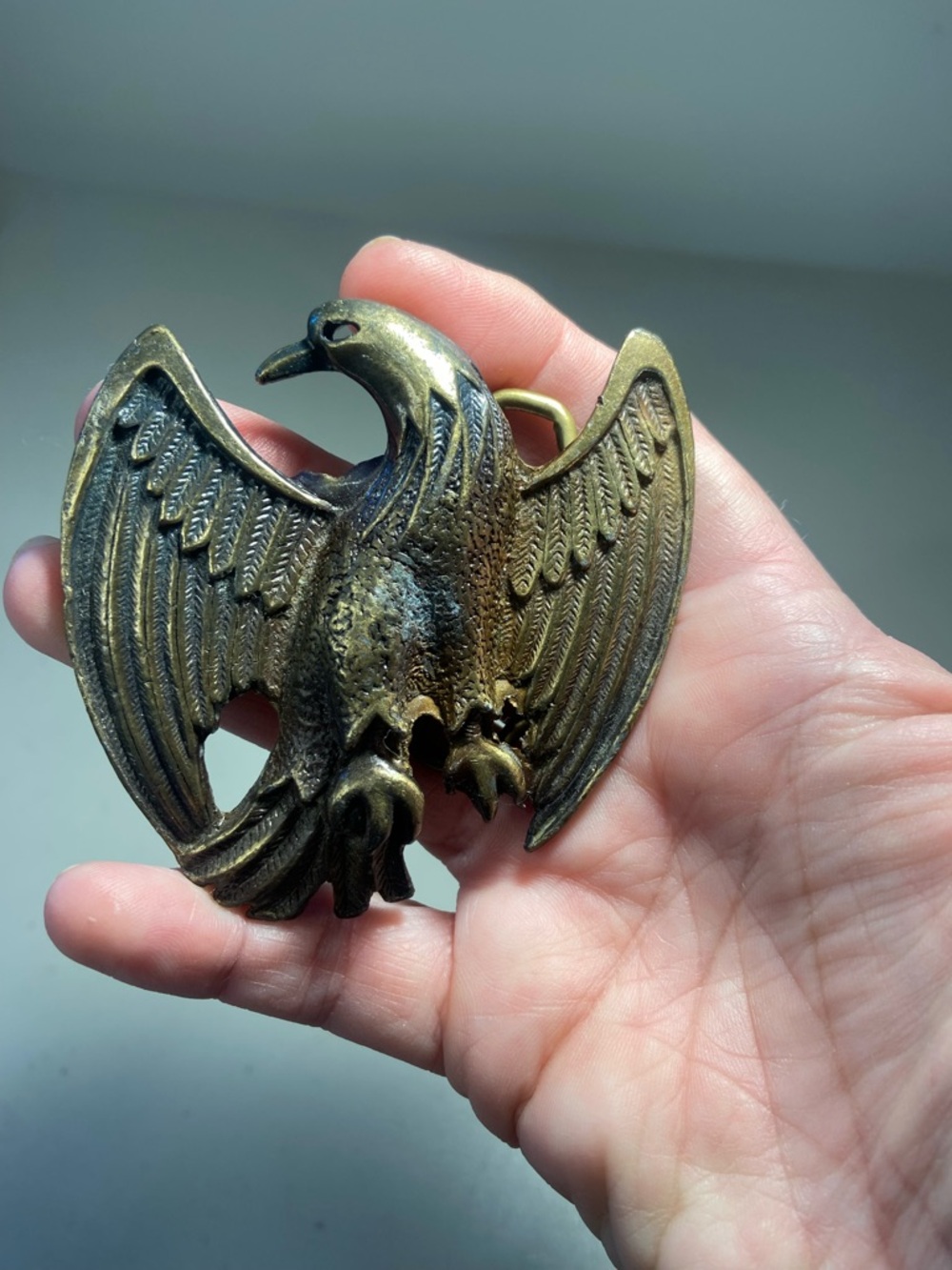 Antique Brass Eagle Belt Buckle - Brown Brass Finish